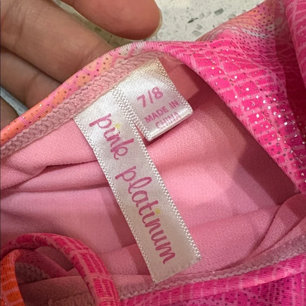 Girls Swimsuit Bundle Pink Platinum Sparkly Pink size 7/8